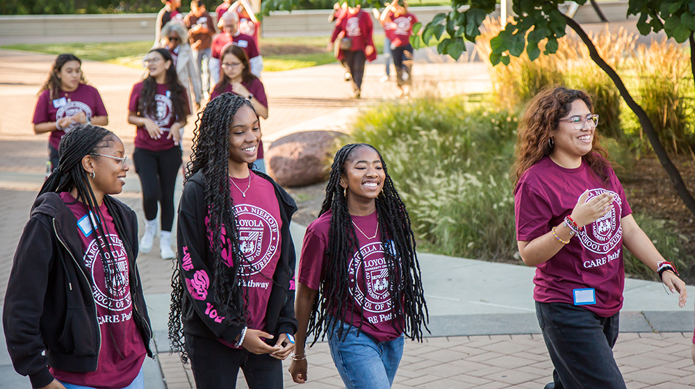 CARE Pathway students mark the beginning of the 2023-24 academic year at a community-building event at the Lake Shore Campus. 